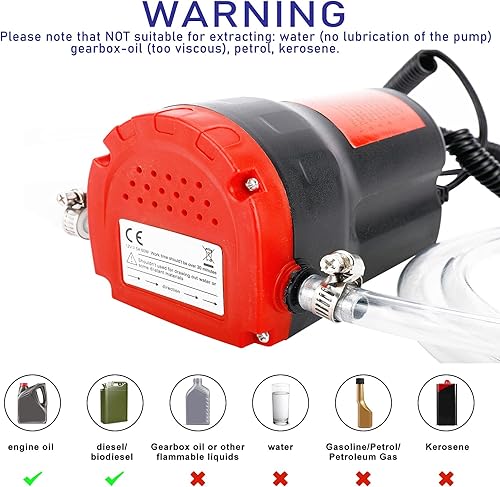 Miniatura 3 de HighFree Bomba de cambio de aceite de 12 V 60 W para barco, automóvil, motocicleta, camión, RV, ATV (rojo)