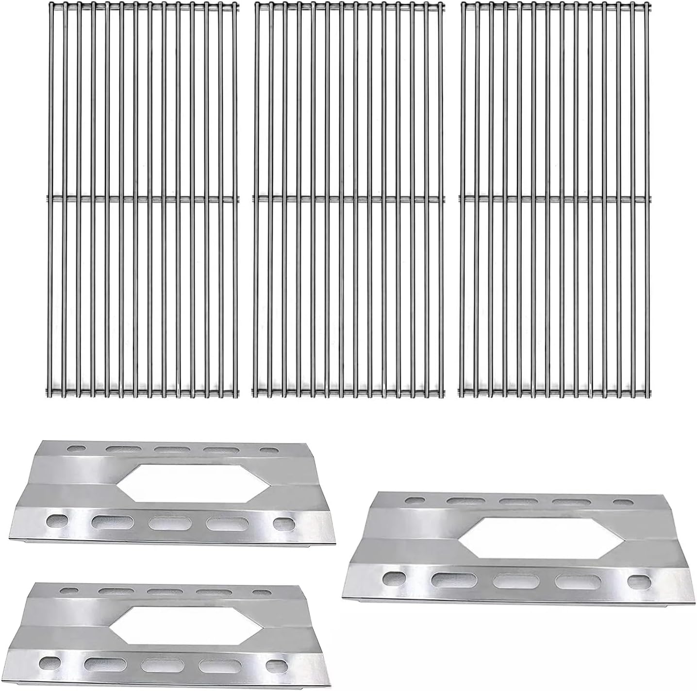 19 1/4" Grill Grate and 17 5/16" Heat Plate Replacement Parts for Nexgrill,for Brinkmann,for Costco Kirkland 720-0108, Nexgrill 720-0011.3 Packs Set