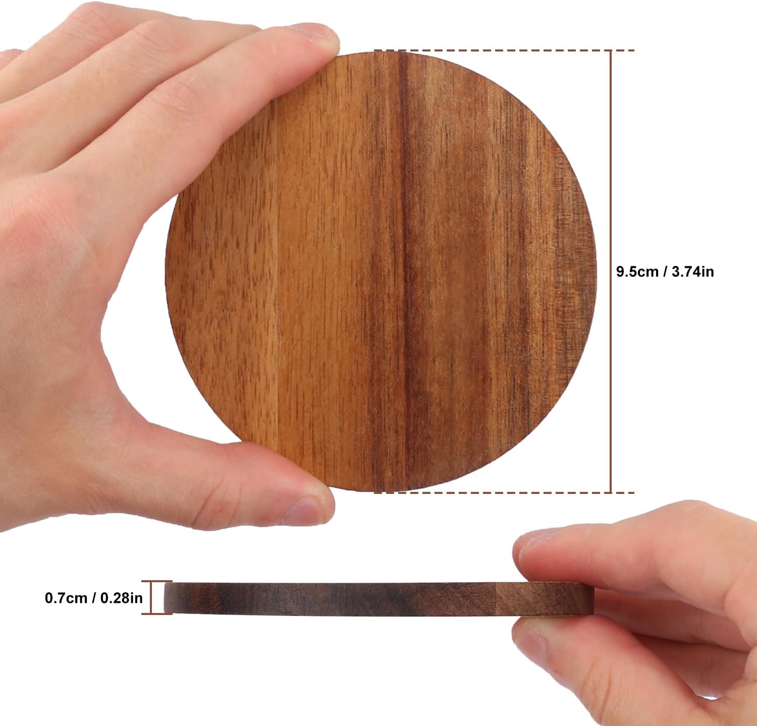 24 Pack 3.74 Inch Acacia Wood Round Coasters for Drinks, Bulk, Acacia Wooden Drink Coasters, Suitable for Tables, Countertops, Desks, Home Decor - Image 2
