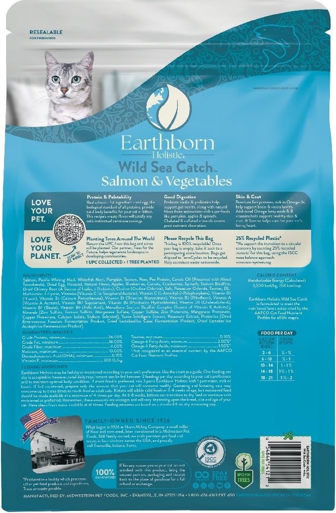 Earthborn Holistic Wild Sea Catch - Grain Free Dry Cat Food (12.5 Pounds)