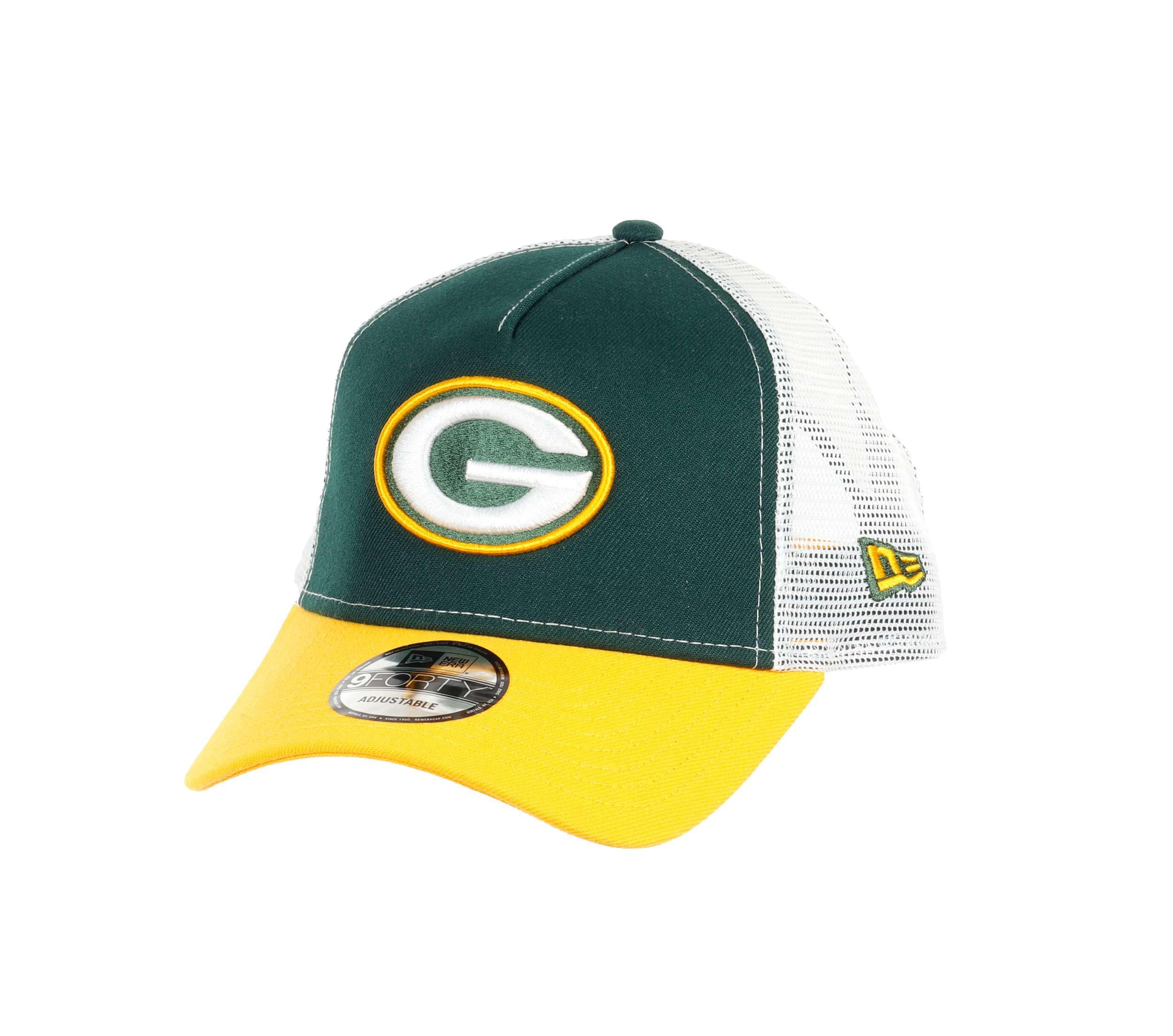 New Era Green Bay Packers NFL Two Tone Green Yellow 9Forty A-Frame Adjustable Trucker Cap