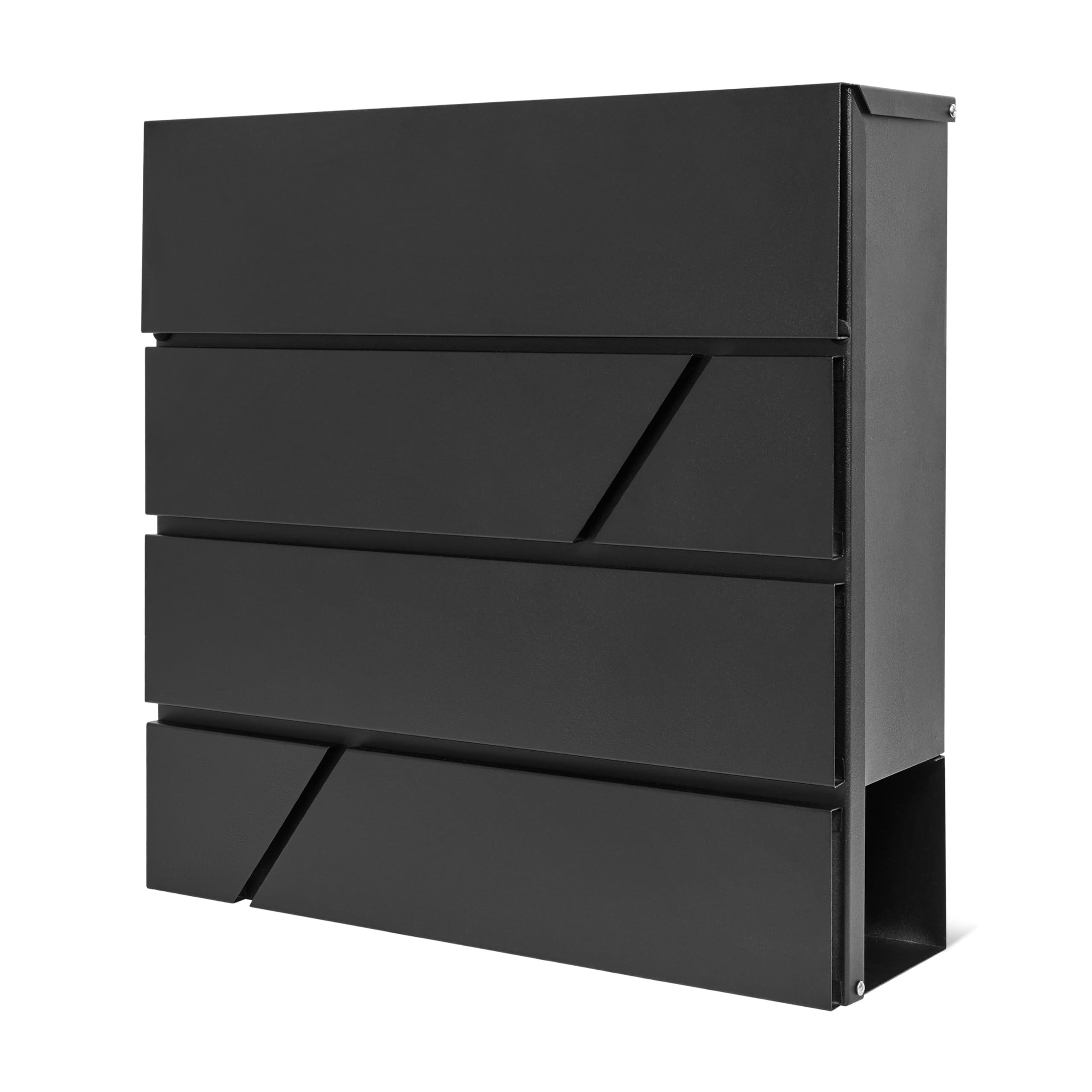 Assorted Collections Buzón de Pared con Soporte para periódicos, buzón de Correo con Cerradura y 2 Llaves, diseño Moderno, fácil de Instalar 37x10.5x37 cm (Negra)