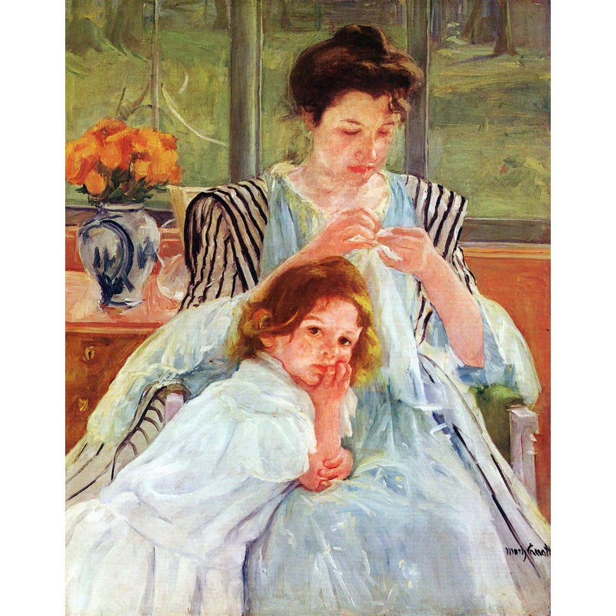 Impression giclée Jeune mère couture, toile musée Cassatt
