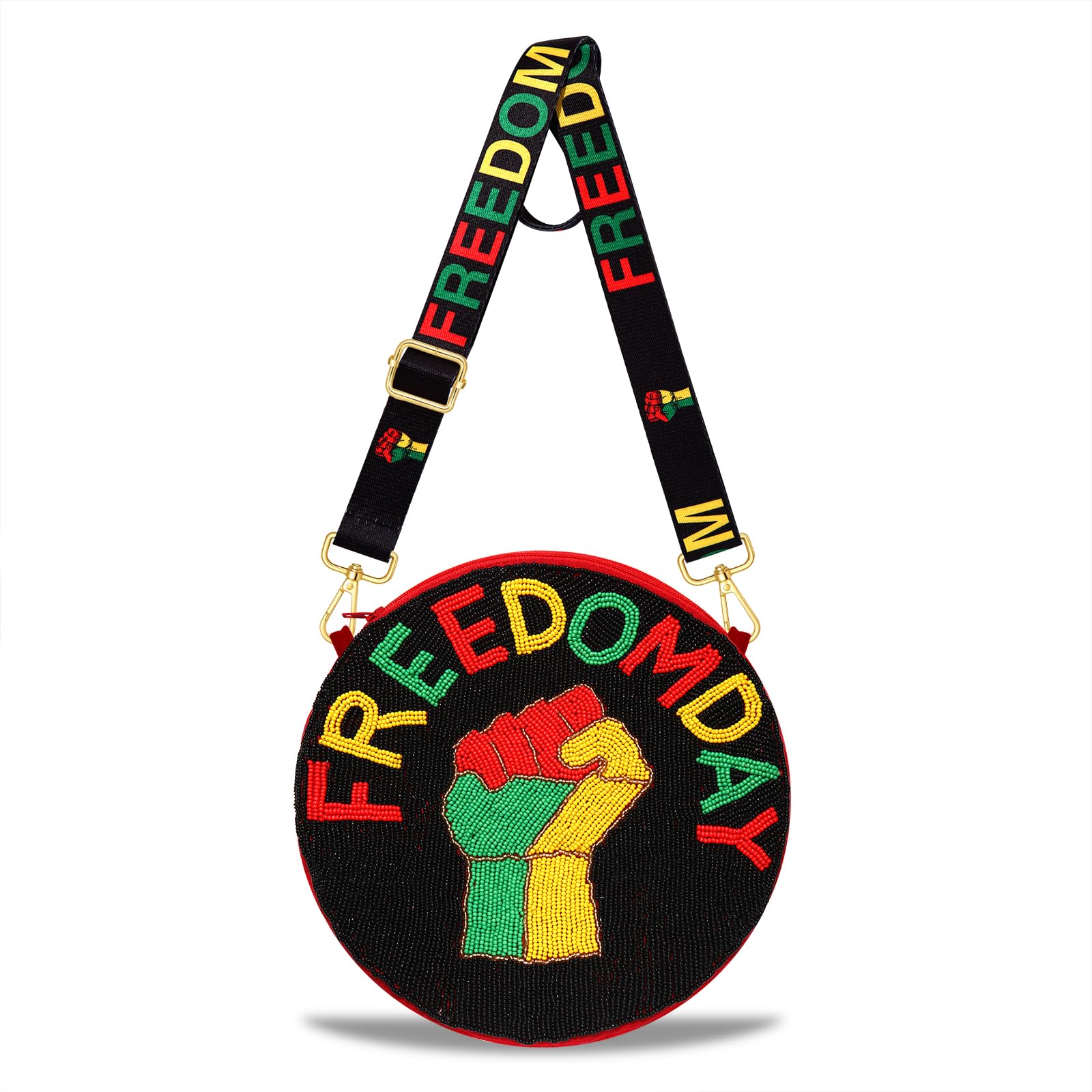 CEALXHENY Juneteenth Purse for Women Beaded Afro Freedom Crossbody Purse Shoulder Bag Black History Month African Outfit Gift