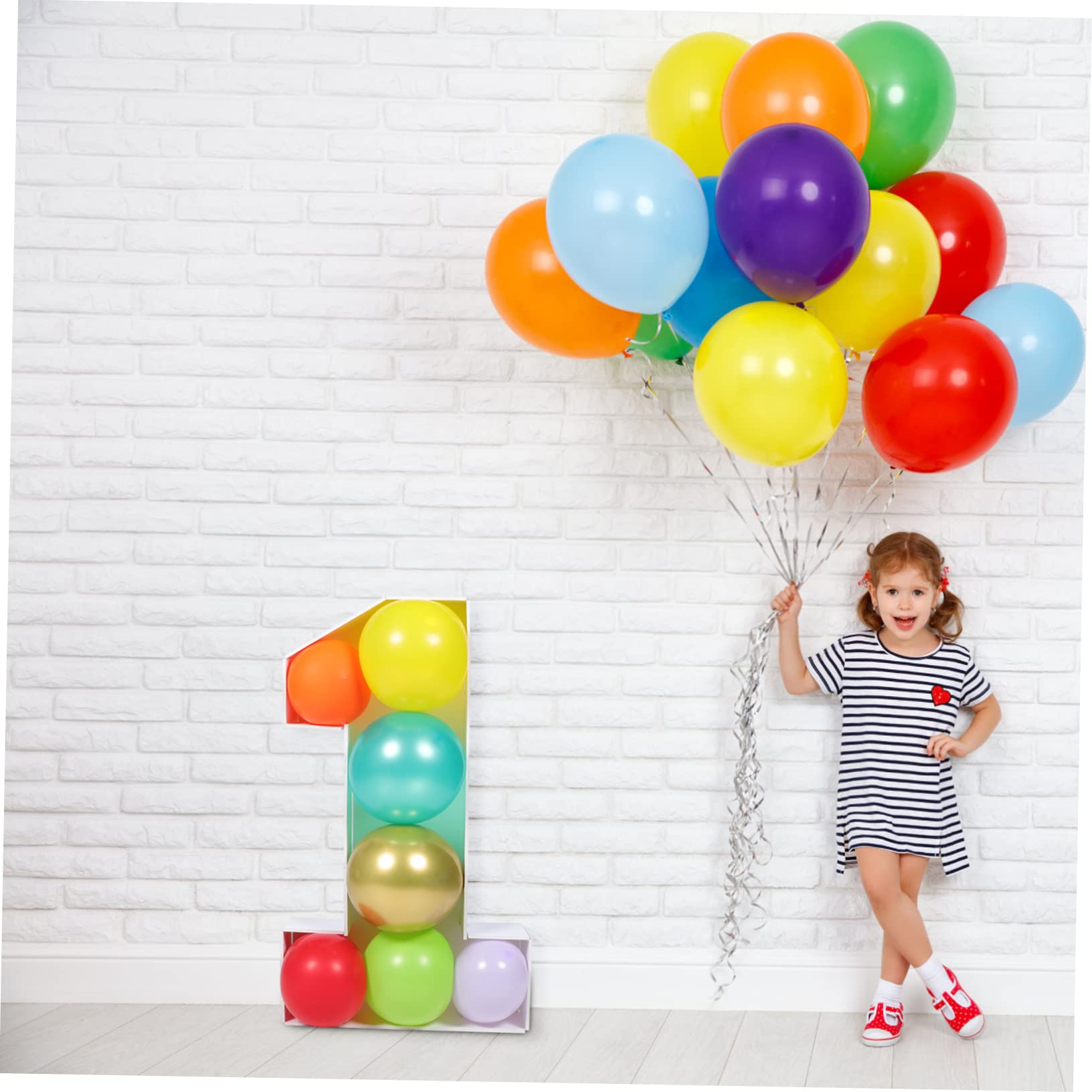 Cornice di Palloncini Numero 1 in Ps Bianco per Feste