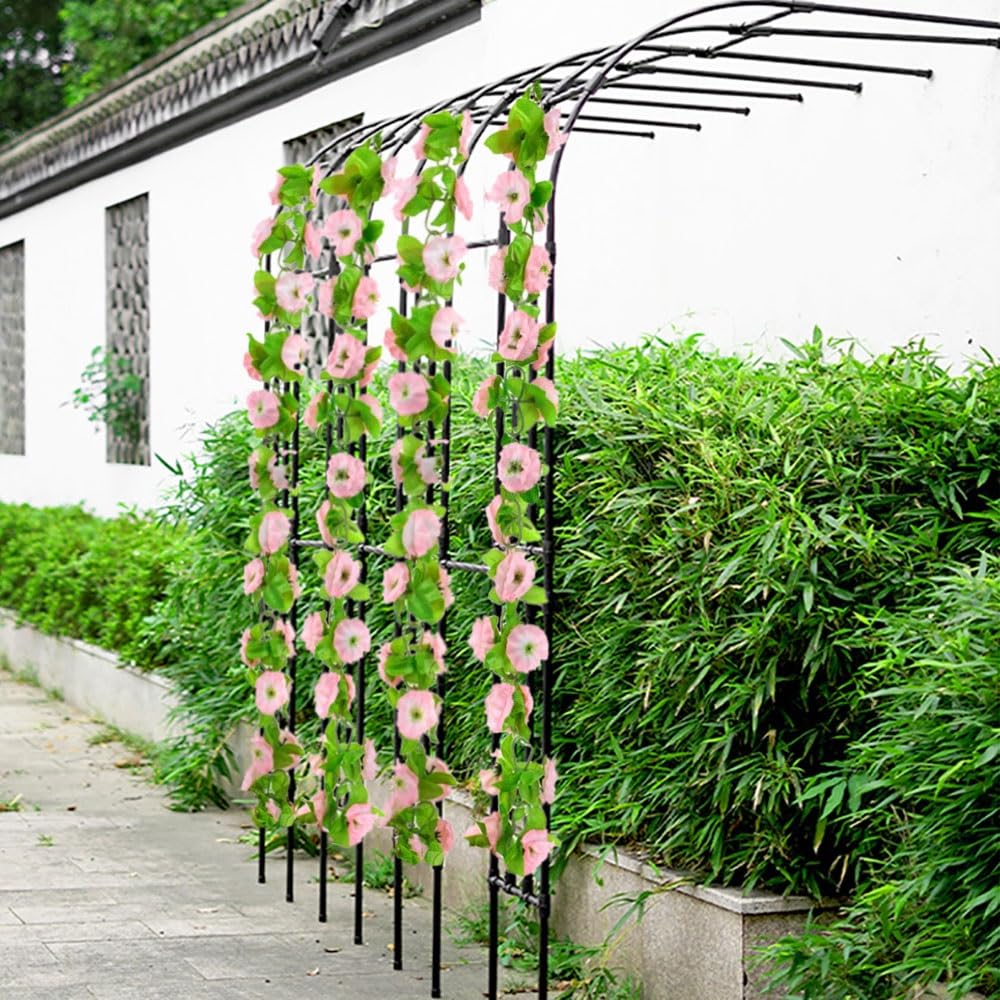 Metalowa podpórka do roślin pnących, odporna na warunki atmosferyczne, ogrodowa krata, dekoracje ślubne, czarne (szer. 90 x wys. 240 cm) – idealne do roślin ogrodowych