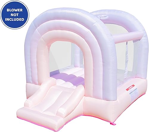 Miniatura 2 de Bounceland Daydreamer - Casa inflable de algodón de azúcar sin soplador, gorila pastel con tobogán, 8.9 pies de largo x 7.2 pies de ancho x 6.7 pies