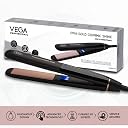 VEGA PROFESSIONAL Pro Gold Ceramic Shine Hair Straightener for Professional and Home Hair Straightening | Ceramic Floating Plates, Black (VPMHS-08) gallery image