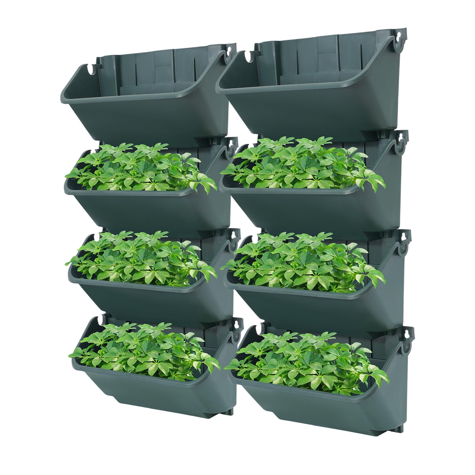 Confezione da 24 vasi da fiori murali verticali con drenaggio e serbatoio d'acqua, sacche da coltivazione sospese per erbe, fiori, verdure, per interni ed esterni (verde esercito)