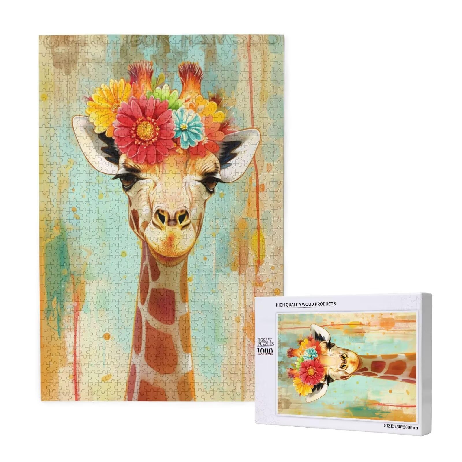 Girafe Puzzle Fleur 3000 Pièces Adultes, DIY Puzzles Classiques Art avec Boîte d'emballage et Photos de Référence, Relaxation/Soulagement du Stress/Jeux Amusants, Creatif Cadeau pour Femme M-1962