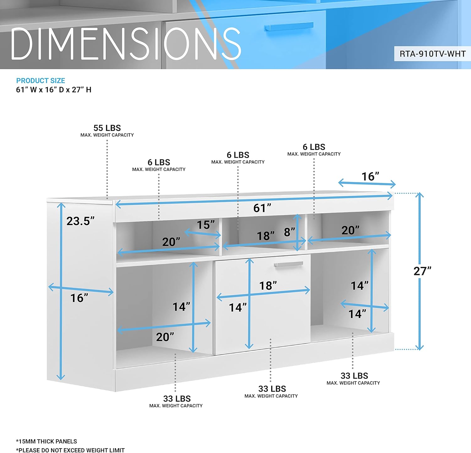 White TV Stand for 65 Inch TV, Entertainment Center with Storage for Living Room or Bedroom with Cabinet and Storage, Television Stand Fits Screens up to 65" When Measured Diagonally