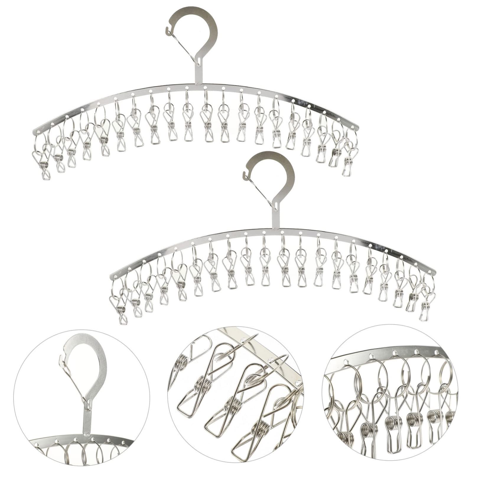 PRETYZOOM Portable Clothes Drying Rack Stainless Steel Drying Hanger Laundry Rack Clips Hangers Clips