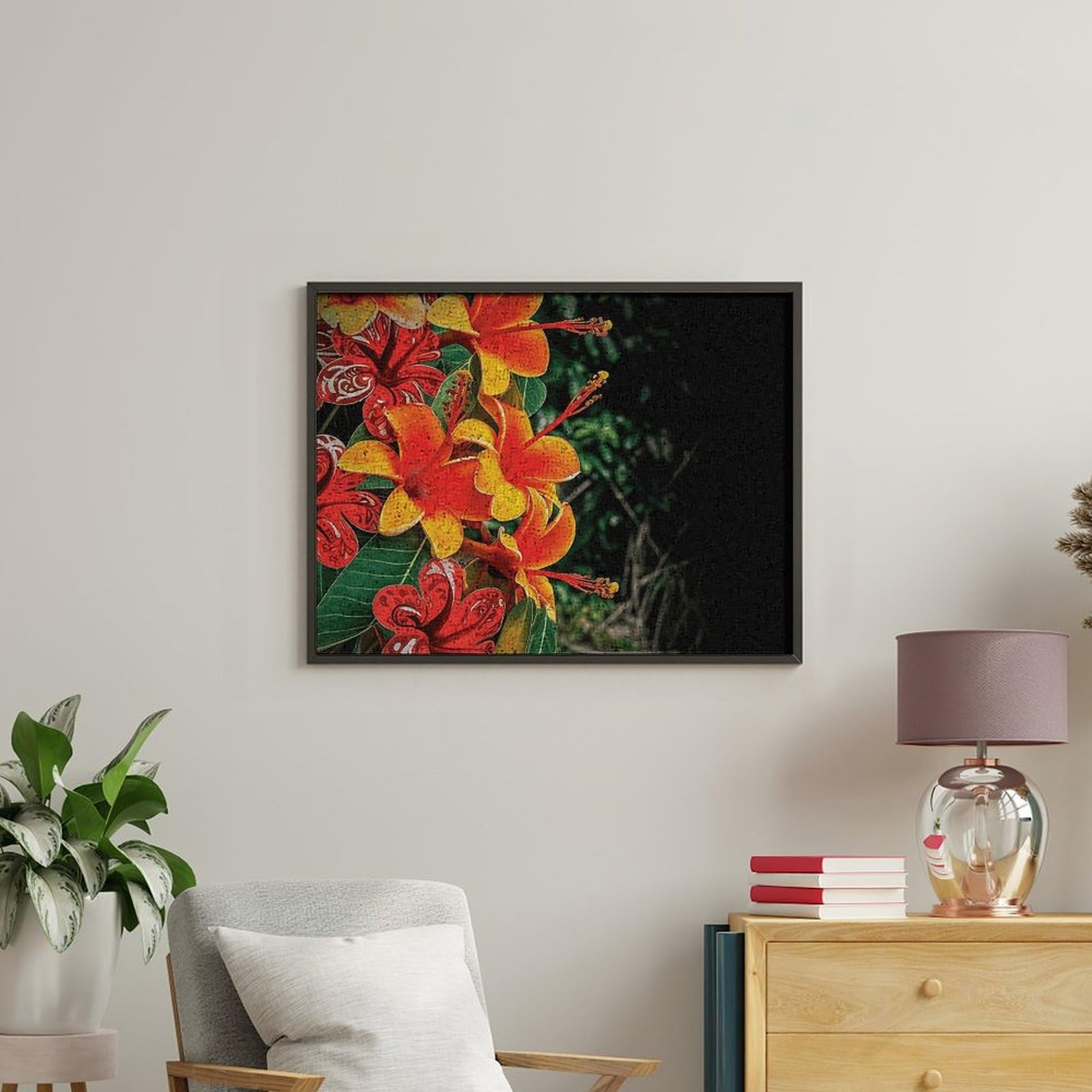 RTBKLYQ Kit per dipingere con i numeri, per adulti e principianti, fiori hawaiani, fai da te, pittura a olio, tela per kit di pittura, regalo per la casa