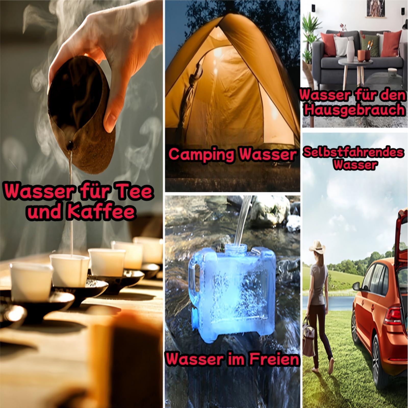Generisch Wasserkanister Mit Hahn,Wassertank,Trinkwasserkanister mit Griff,Kanister Mit Zapfhahn Und Schraubdeckel,Wasser Kanister Für Wandern Camping Picknick Wohnwagen,Campingbox(15L)