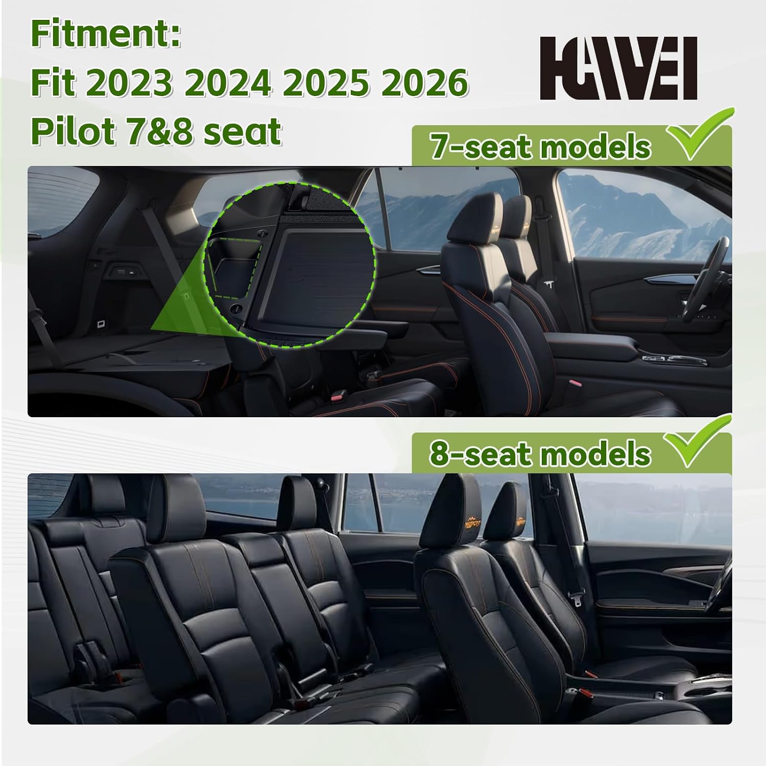 HGWEI Rear Trunk Organizer Cover Compatible with 2023-2026 Honda Pilot 7&8 Seats Interior Accessories - Driver Side Trunk Storage Box Lid Cargo Cubby Hidden Compartment Tray, Black
