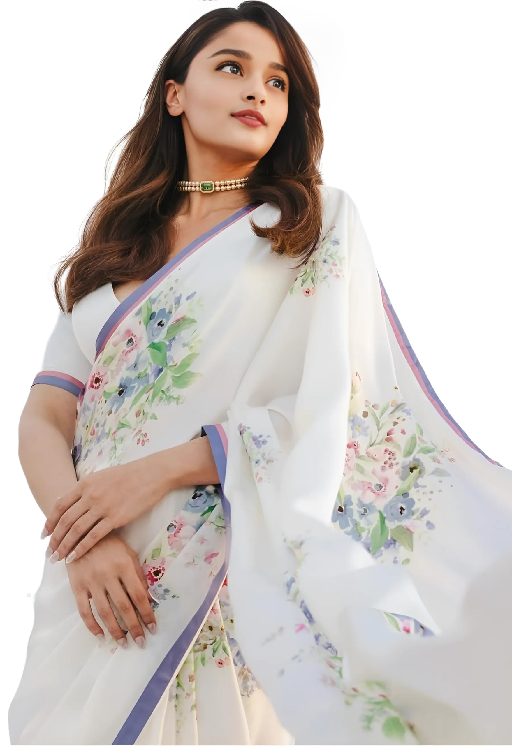 Women's Beautiful Digital Printed Pure Japan Satin Silk Saree With Blouse-image-31