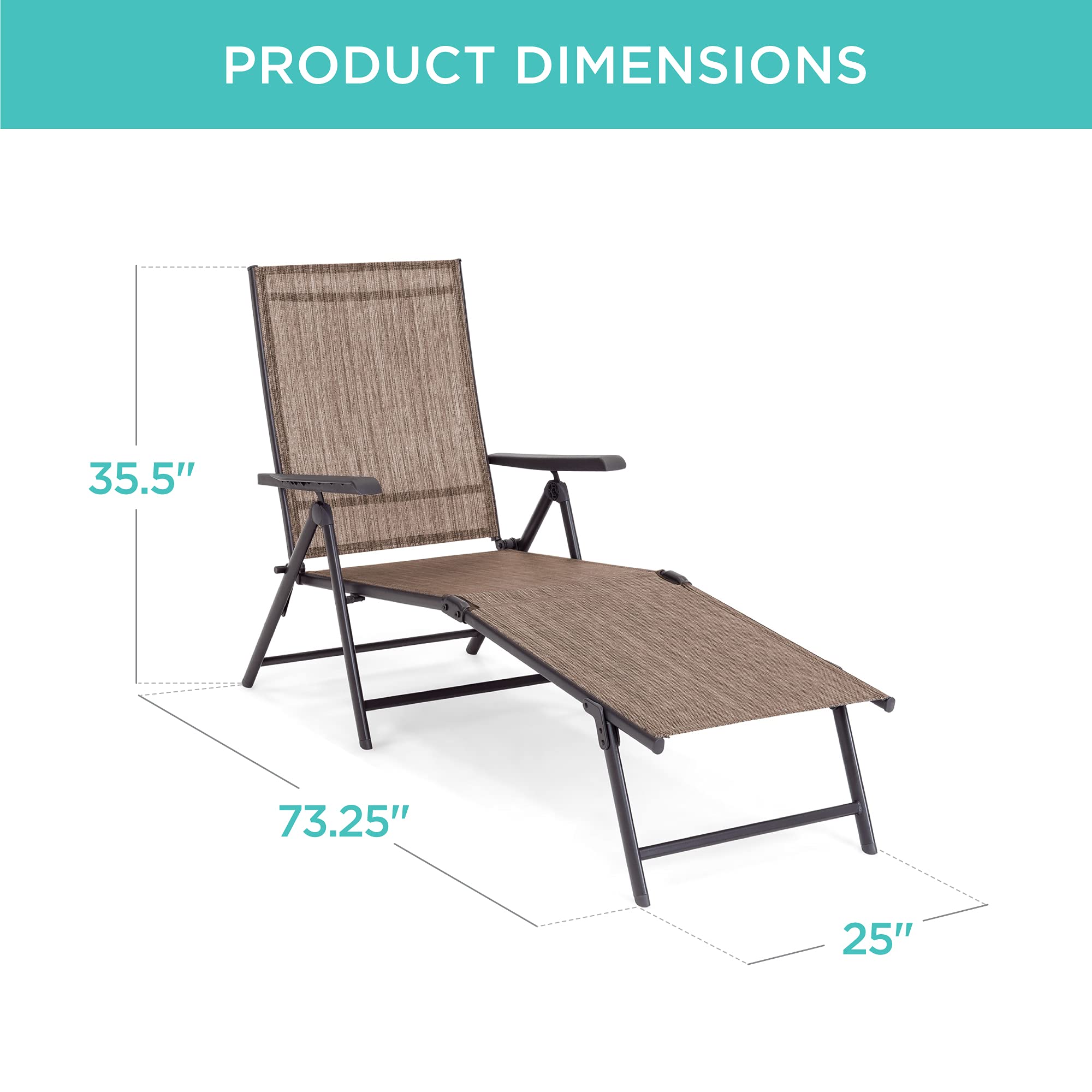 Best Choice Products Set of 2 Outdoor Patio Chaise Lounge Chair Adjustable Reclining Folding