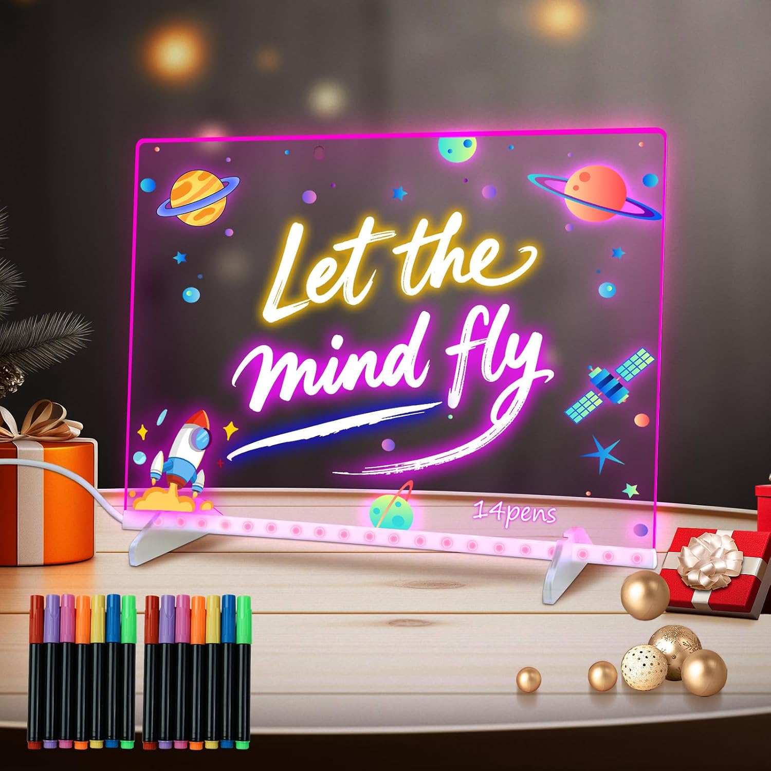 Led Drawing Board for Kids, Light Up Drawing Pad with 8 Color 6 Modes, Neon Glow Dry Erase Board, Educational Learning Toys Birthday Gifts-3 4 5 6 7 8 9 10 11 12 Year Old Girl/Boy Gift Ideas