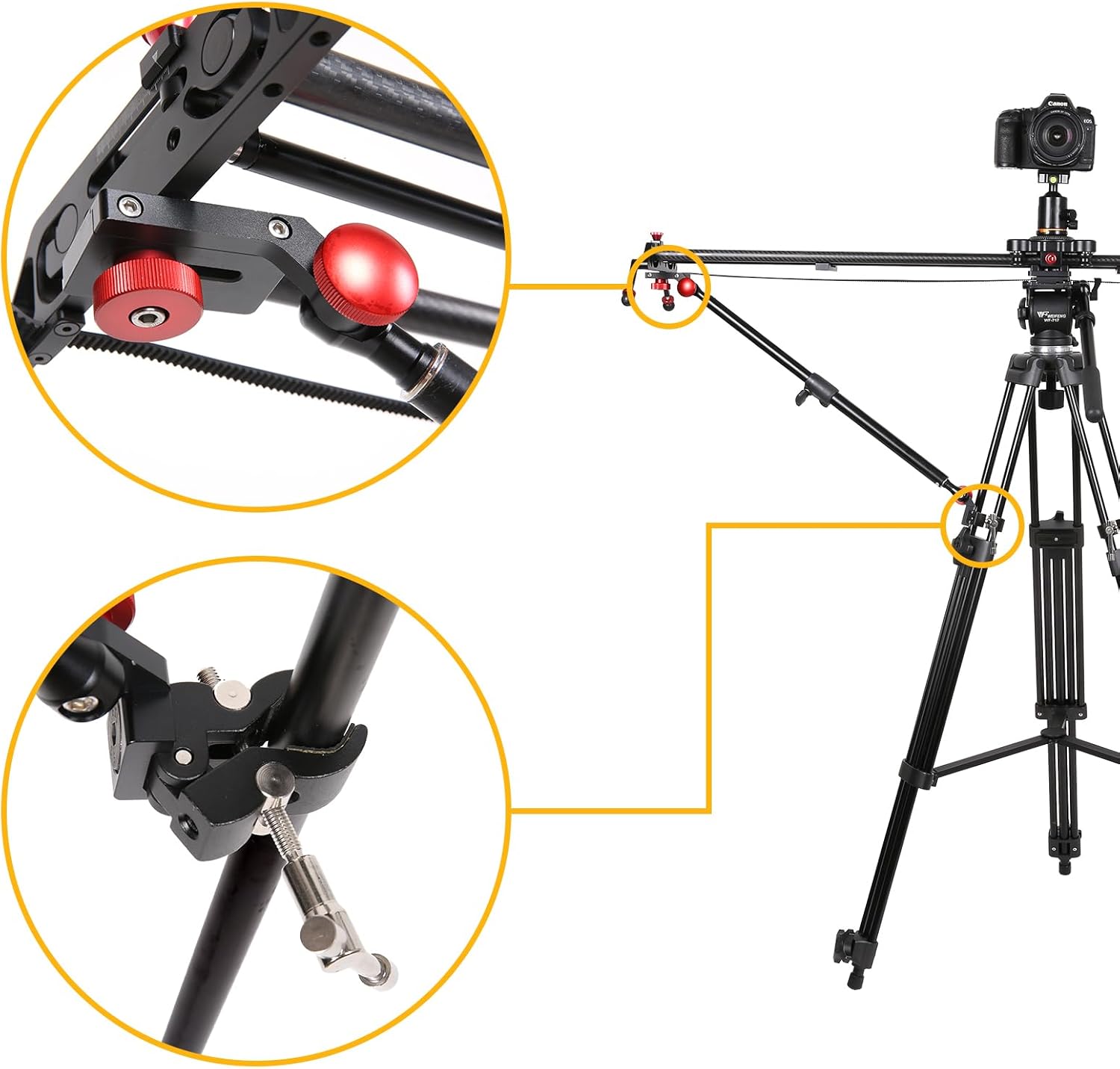 GVM Camera Slider Support Arm,Stabilizer Adjustable Tripod Stability Arm for Increasing Stability in Aluminum Alloy, Extendable Poles for Camera Slider Rail Track 2 Pack with C Clamps