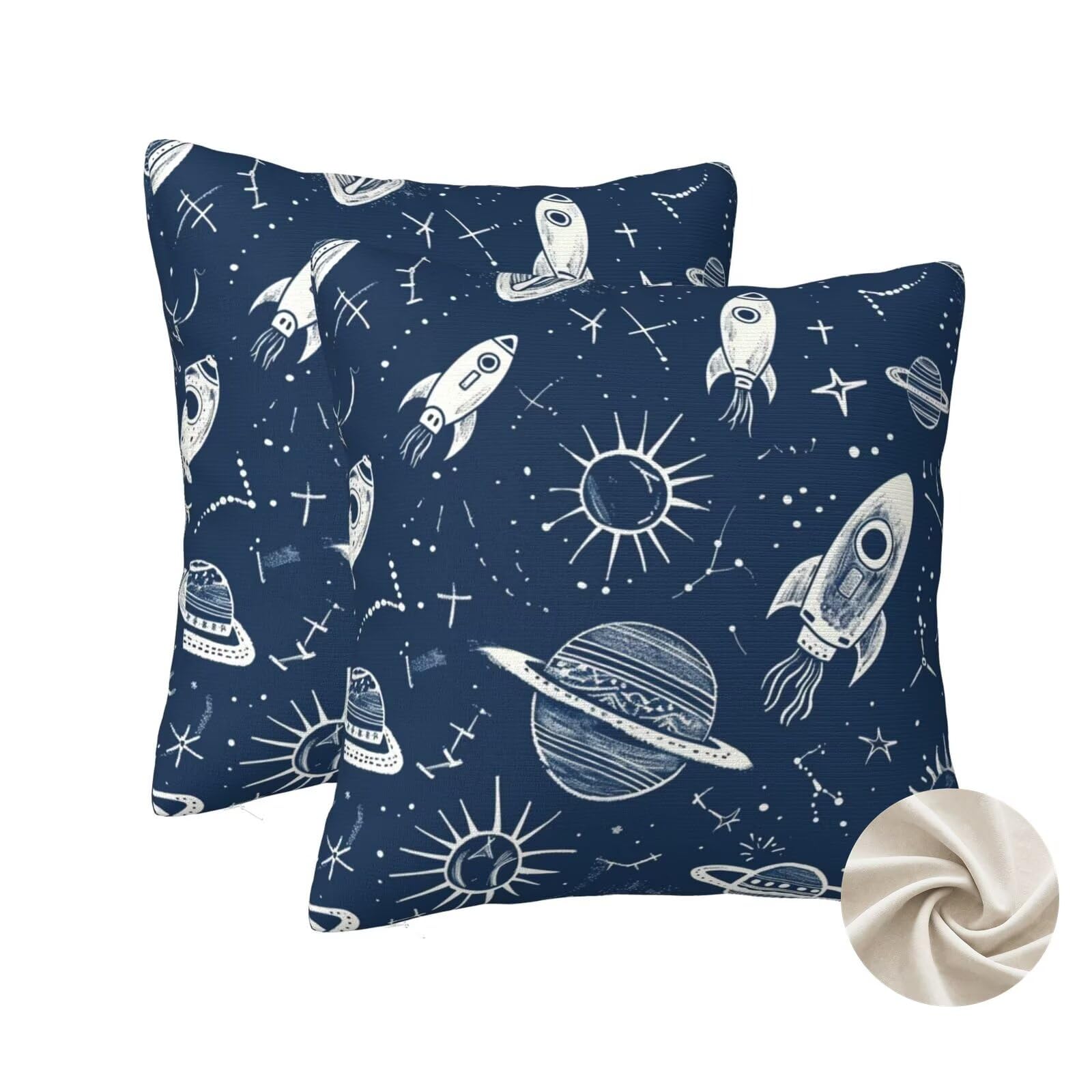 Housses de coussin 60x60 cm bleu marine (lot de 2) pour canapé et lit
