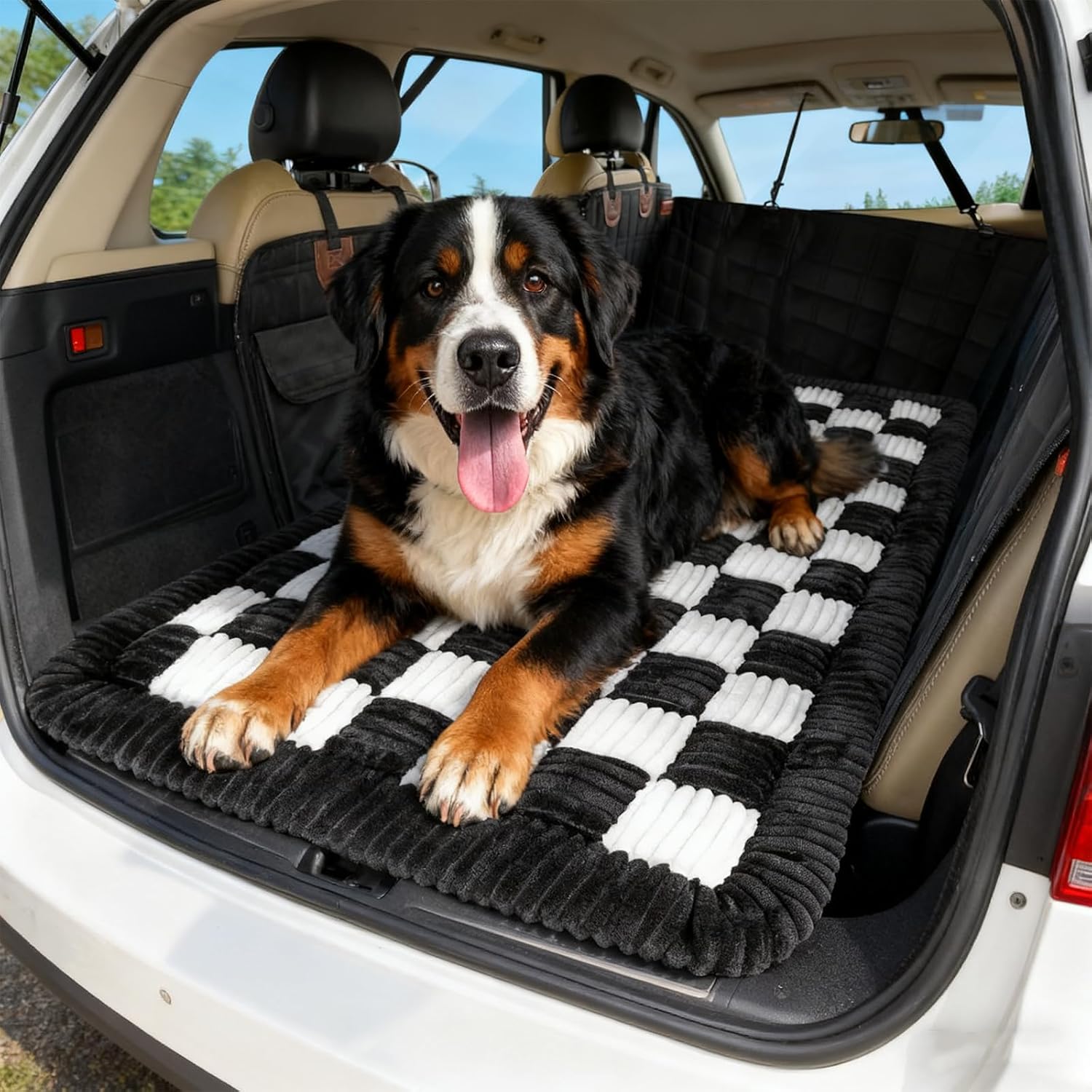 Pet Couch Covers for Sofa Protector for Dogs Washable Backseat Pet Bed Mat Dog Bed Non-Slip Travel Pet Mat Fit (Black+White, for Truck/Large SUVs（56.3"x28.7")