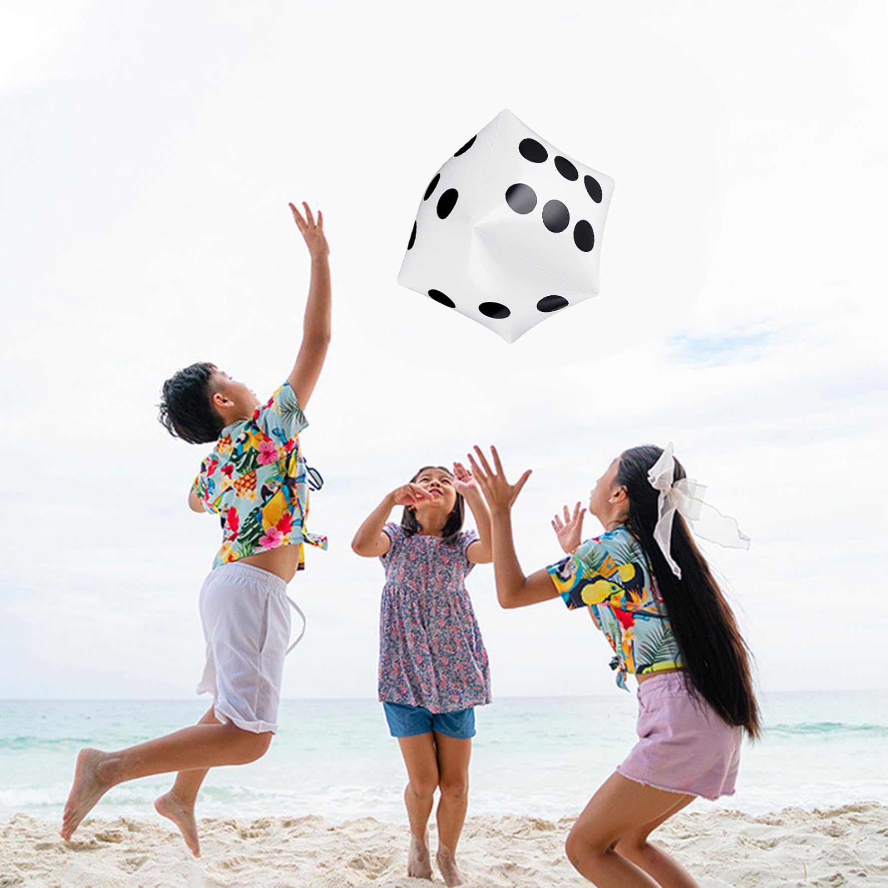 Dadi grandi, dadi gonfiabili 2 pezzi 11, 8x11, 8 pollici PVC esplosione per giochi per feste in piscina da spiaggia all'aperto al coperto Bianco