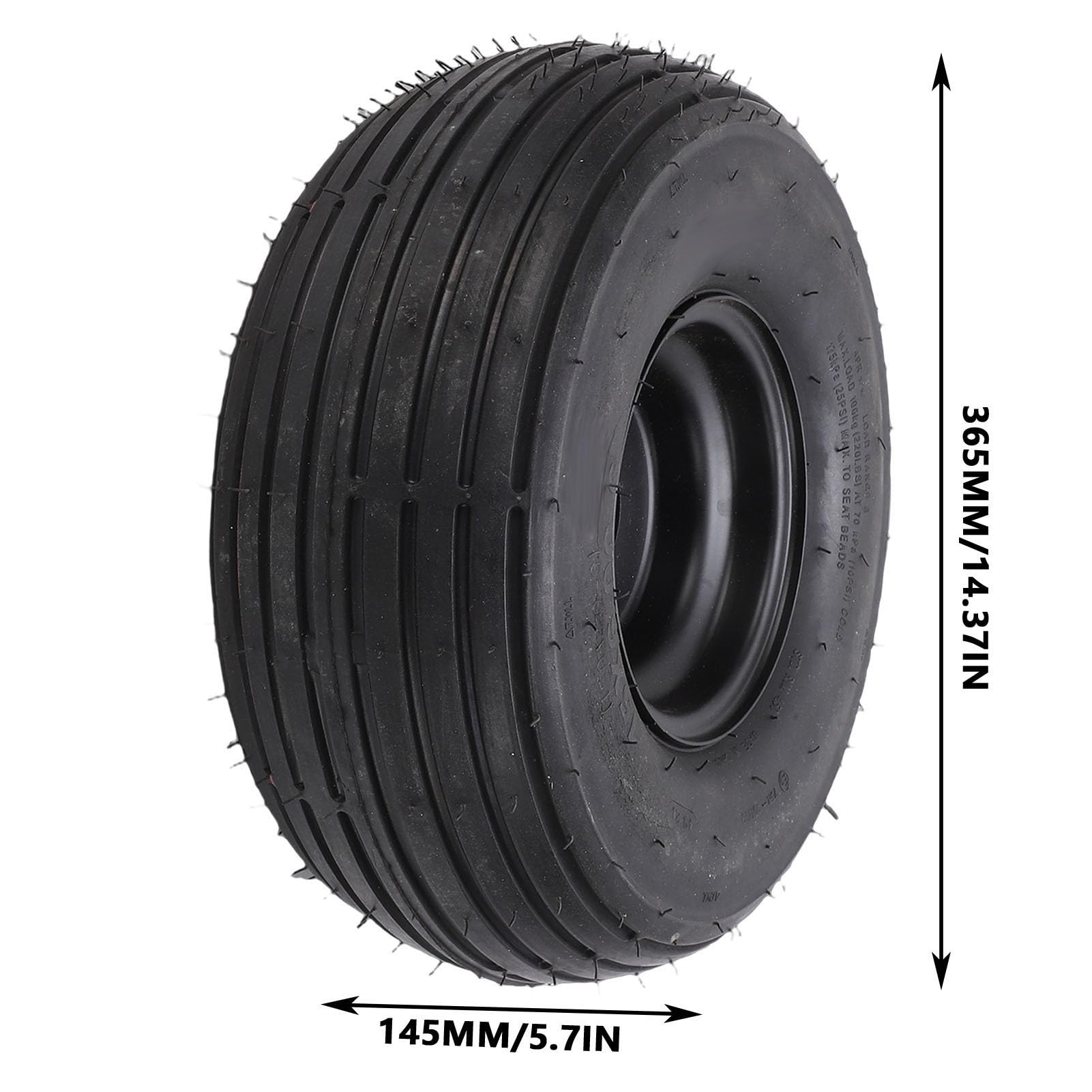 Conjunto de Llanta y Rueda de 15x6.00 6, Llanta para Cortacésped de Caucho Metálico Resistente con Cubo Centrado de 3 Pulgadas y Bujes de 3/4 de Pulgada, para Tractor de Jardín