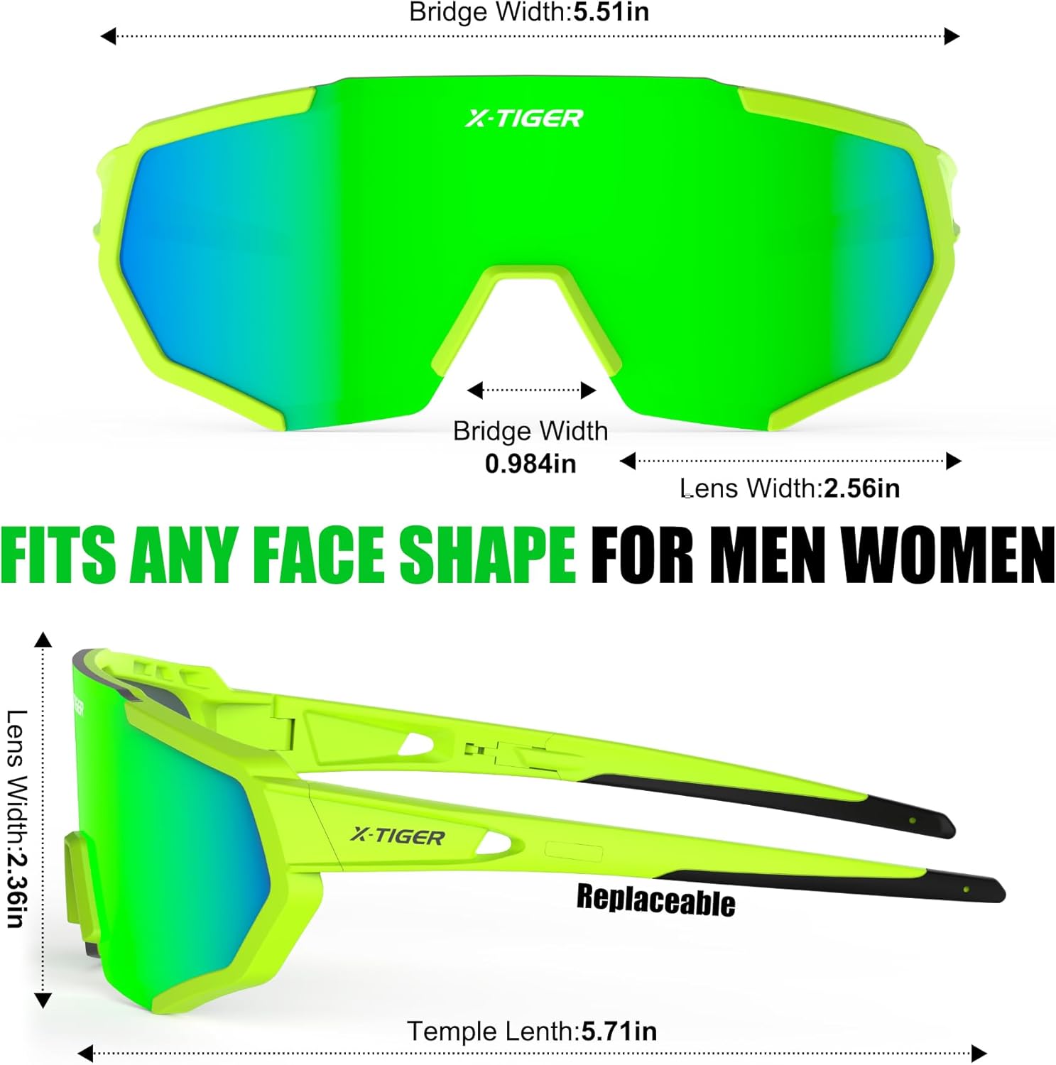 X-TIGER Polarized Sports Sunglasses with 5 Interchangeable Lenses,Mens Womens Cycling Bike Glasses,Baseball Running Fishing - Image 7