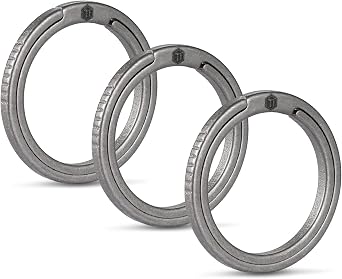 KeyUnity Titanium Flat Key Rings, 33/25/17.5mm Side Pushing Split Ring for Key Carabiner Flashlight Knife Dog ID Collar Tag