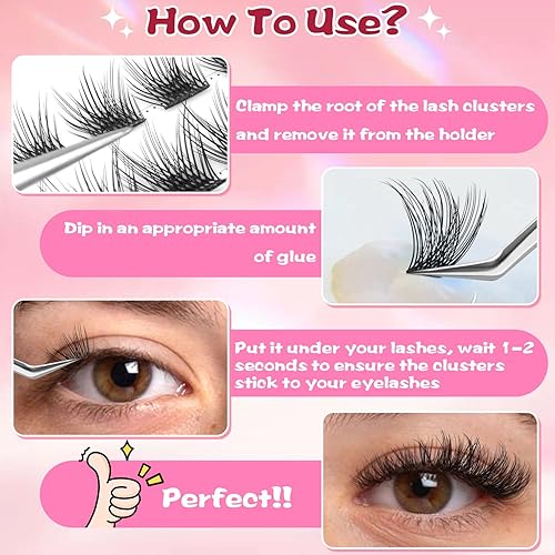 Miniatura 6 de Pestañas en racimo, 96 unidades, extensiones de pestañas individuales, extensiones de pestañas rizadas C D, extensiones de pestañas postizas mega