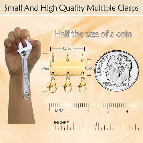 Miniatura 3 de Qulltk Cierres magnéticos para joyas, separador de oro y plata de 18 quilates para collares y cadenas apilables