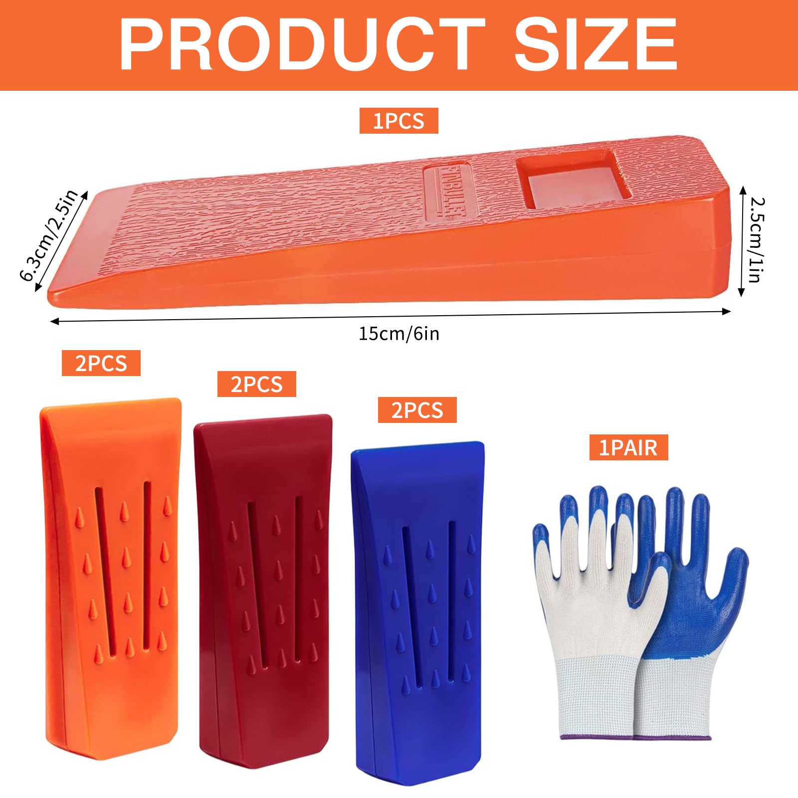 Cunei Abbattimento Alberi - Set 7 Pezzi In Plastica ABS Con Guanti