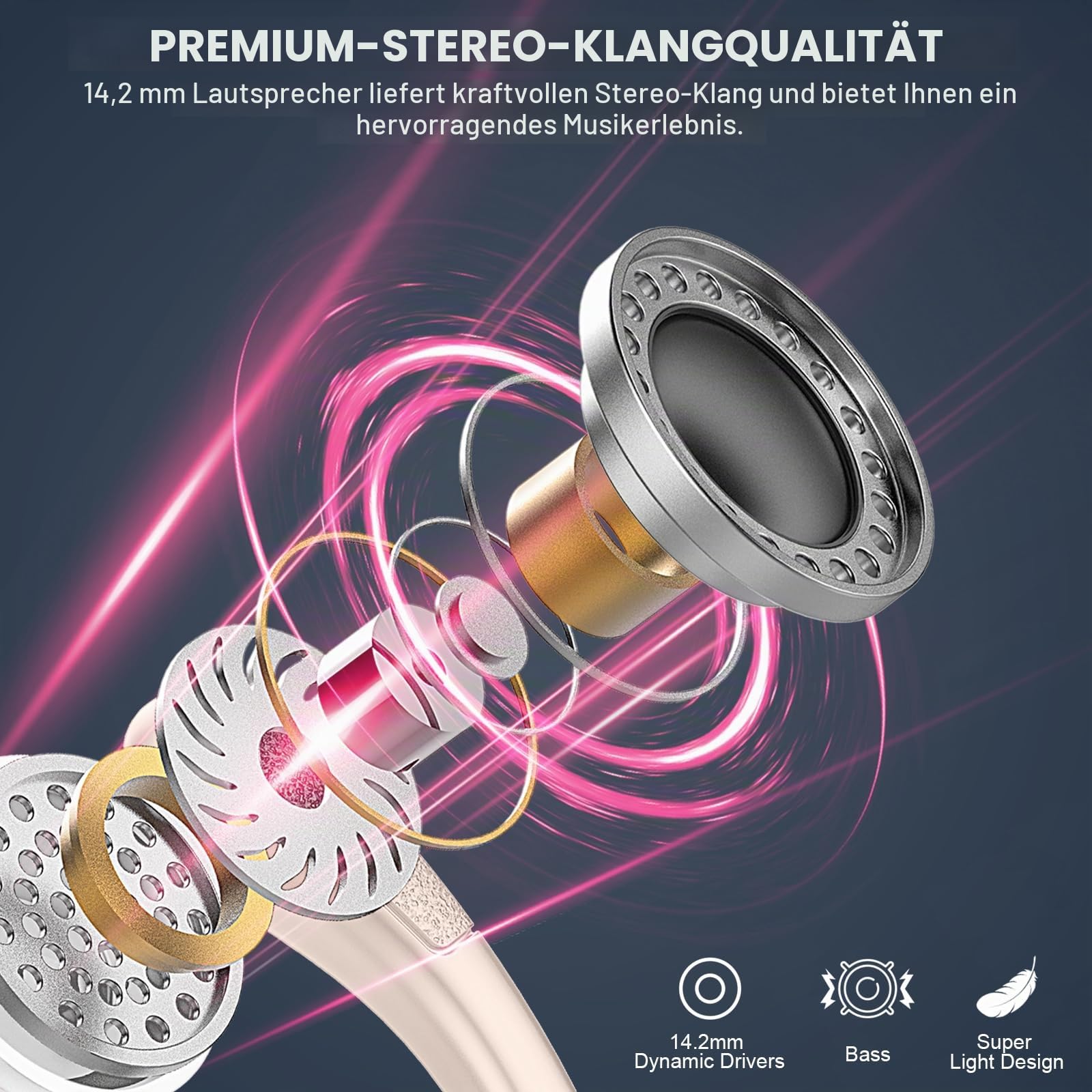 Bluetooth 5.4 Kopfhörer Sport, 75Std 2026 Kopfhörer Kabellos Bluetooth, HiFi Stereo Bass, IP-X8 Wasserdicht Headphones, ENC Noise Cancelling Earbuds, USB-C in-ear Ohrhörer Joggen Gym für Android iOS