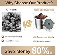 Vista 4 de RETHONE K Cup Cápsulas de café reutilizables, filtro de café de K Cup reutilizable de acero inoxidable compatible con cafeteras Keurig 1.0 y 2.0