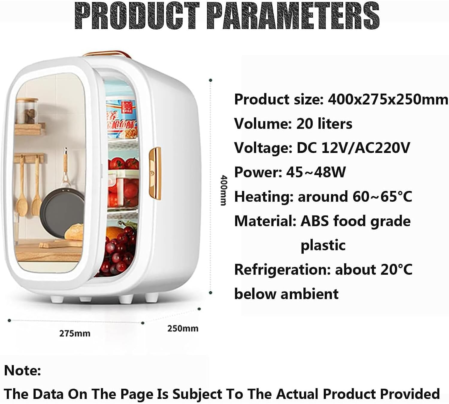 COYEUX 20L Beauty Mini Fridge, Multifunctional Portable Small Fridge, with LED Touch Screen Makeup Mirror (3 Level Brightness), for Food, Drinks, Skin Care, Beauty