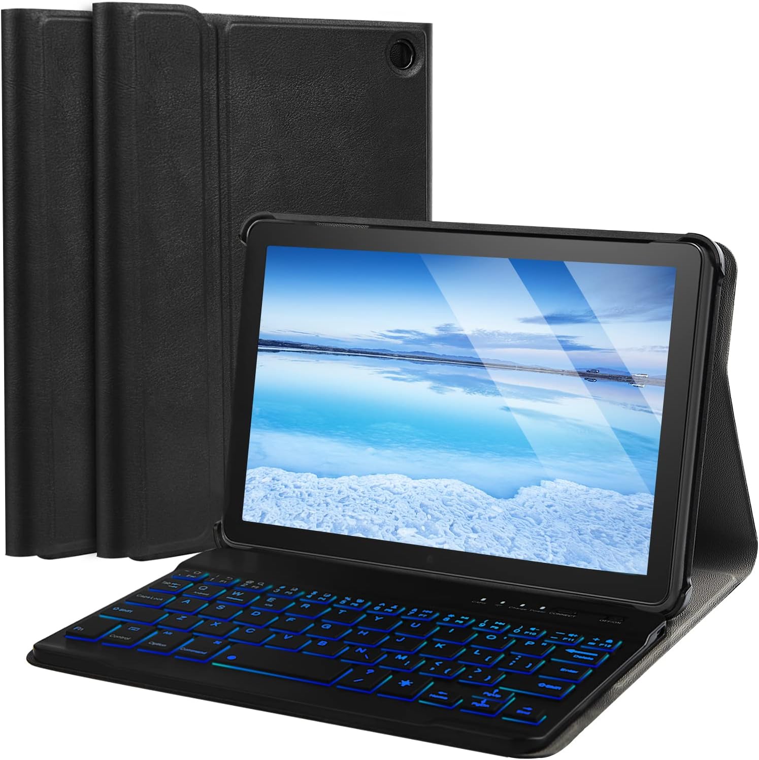 Case with Keyboard for Amazon Fire HD 8 & 8 Plus (2024 Release), Detachable Rechargeable Backlit Keyboard Case with Type-C Cable for HD 8 14th (Black)