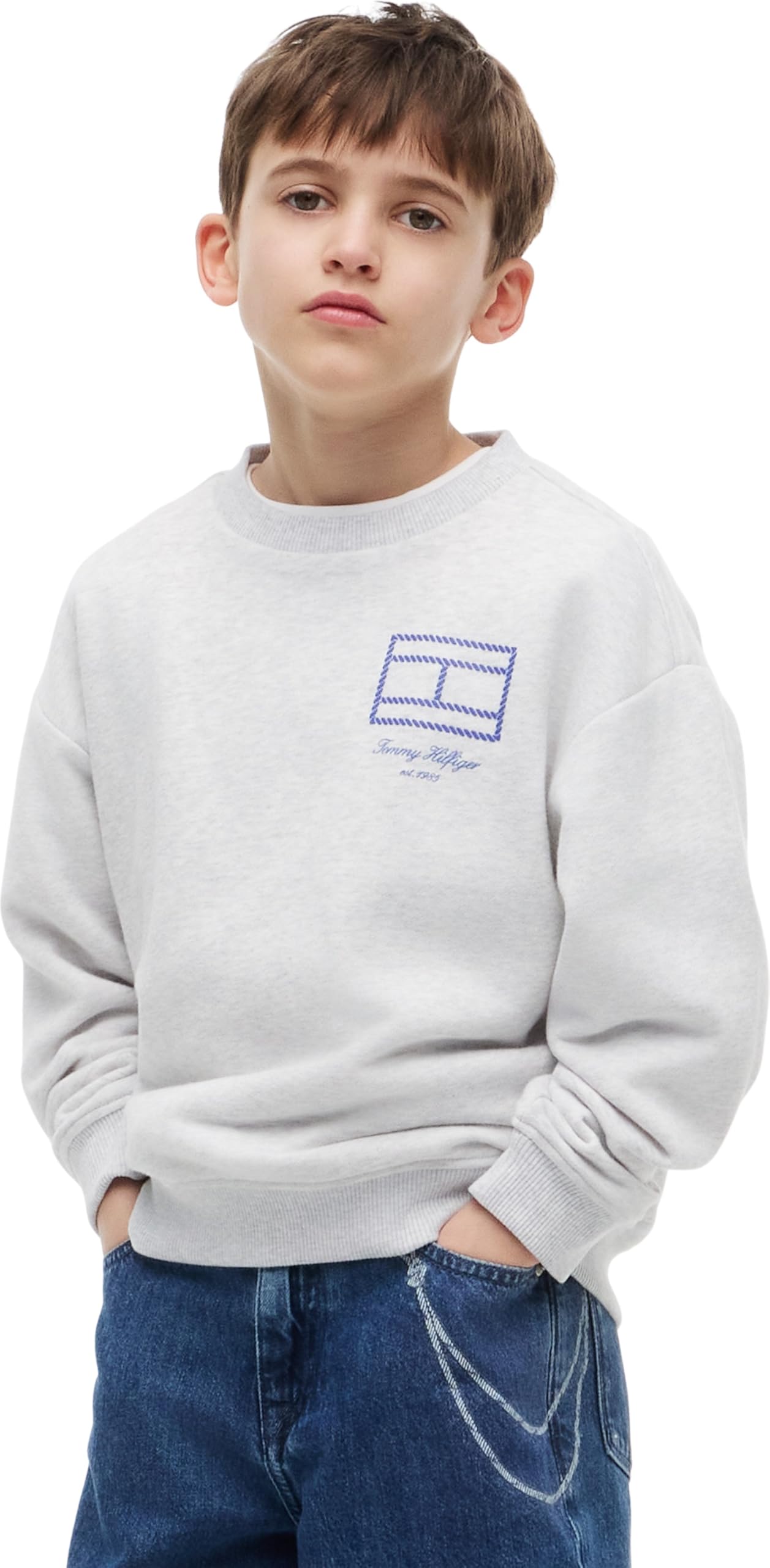 Tommy Hilfiger Outline Flag Graphic Sweatshirt Kb0kb10594 Felpa Pullover Bambini e Ragazzi