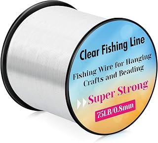 Acejoz Strong Clear Fishing Line 0.8mm Invisible Nylon Wire - Heavy Duty 70lb Monofilament for Hanging Balloons Crafts Decor (656ft)