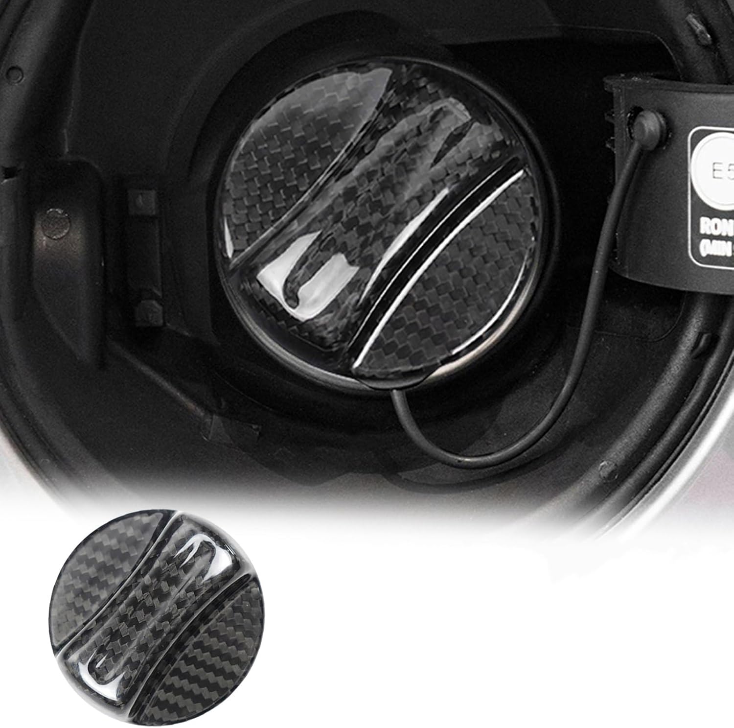 Real Carbon Fiber Car Fuel Gas Tank Filler Cap Cover Trim Universal fit for BMW MINI models X1 X2 X3 X4 X5 F10 F30 E46 E90 F80 F82 (Black)