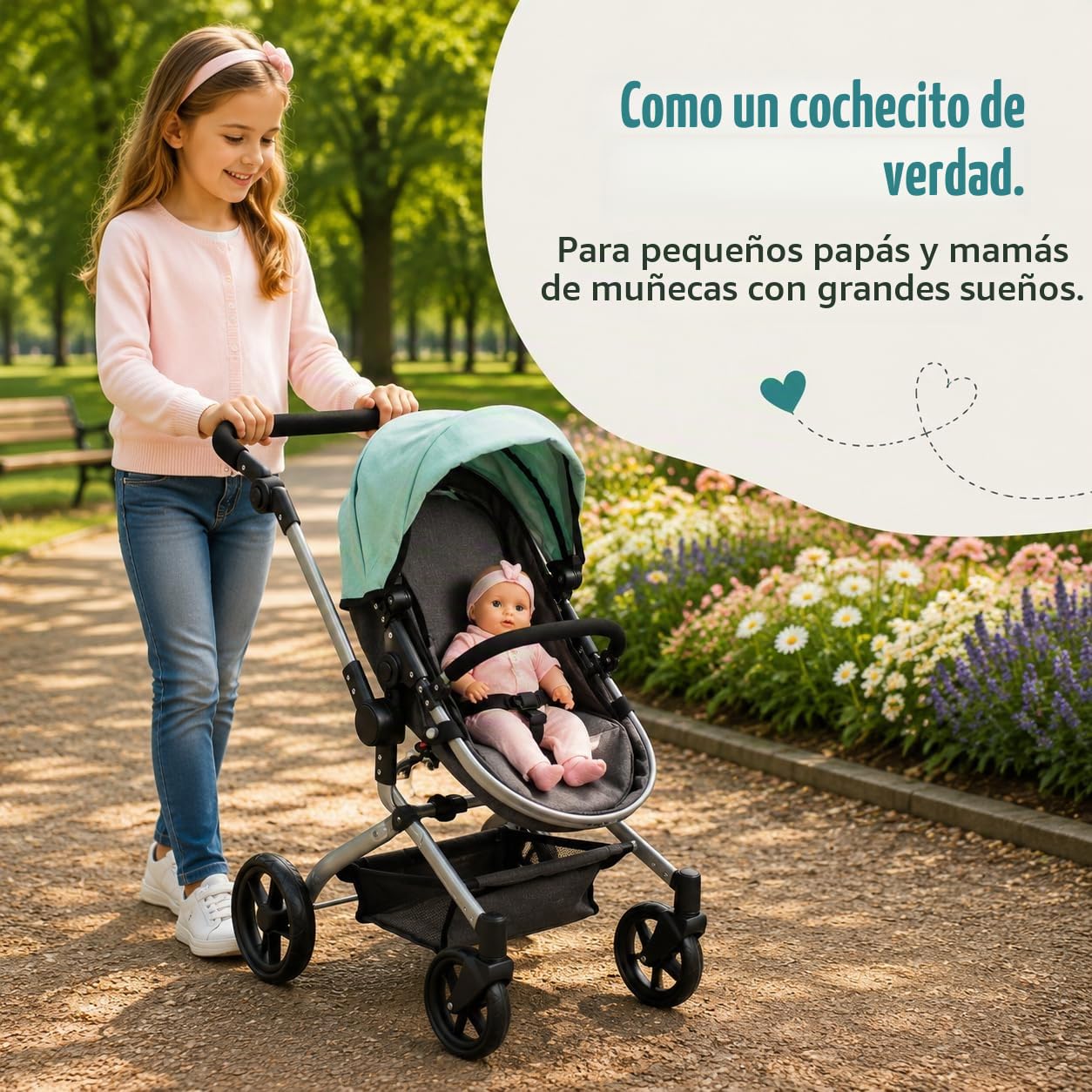 Cochecito para muñecas Yolo 2 en 1 para niños de 4 a 8 años