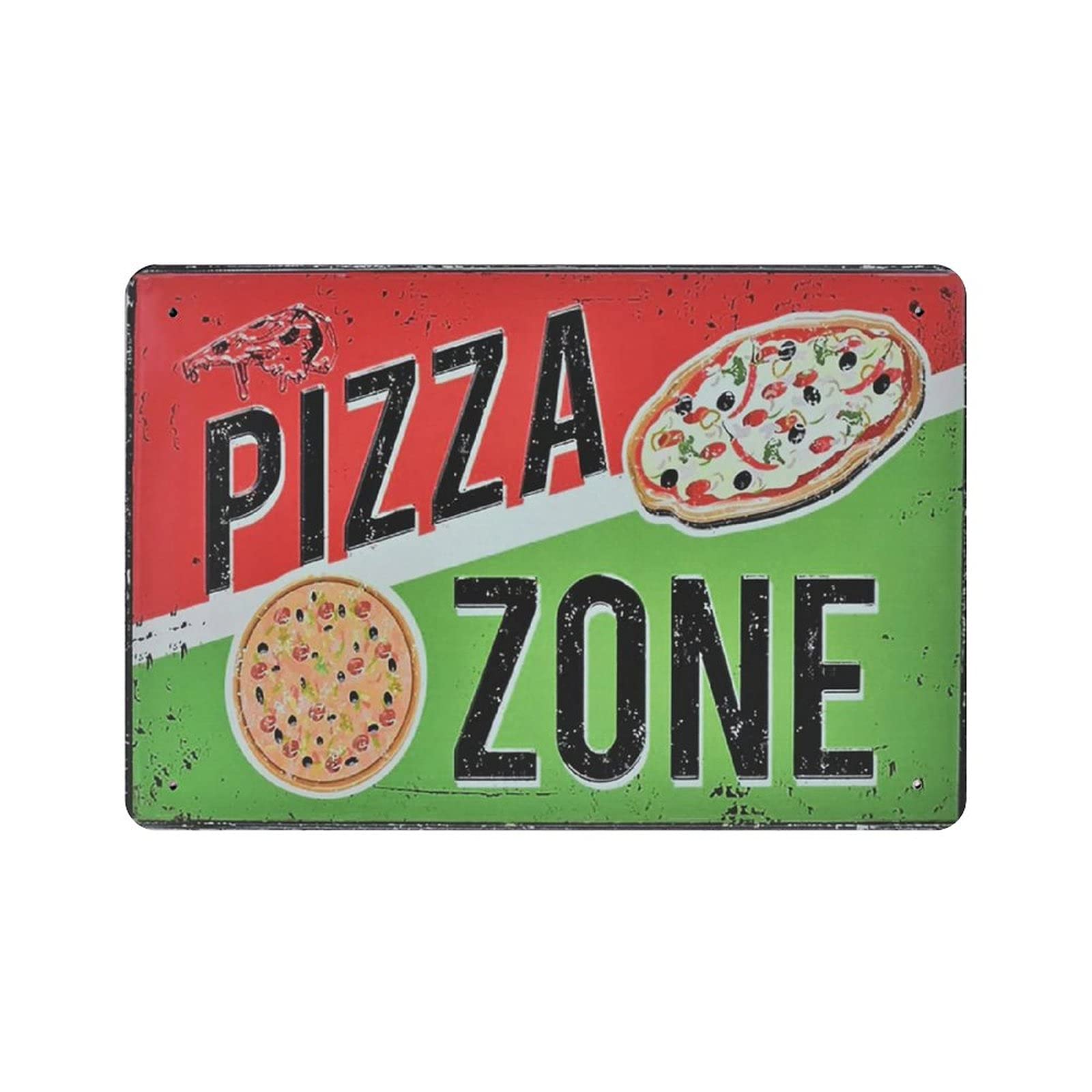 Metal Tin Sign Pizza Zone Vintage Tin Poster Metal Sign Wall Decoration Country Kitchen Home Garage Decor 8"x12"