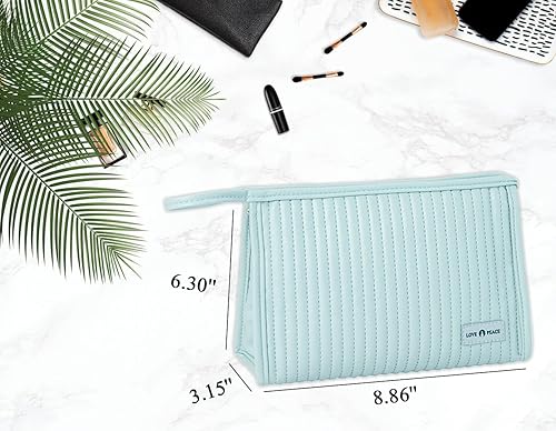 Miniatura 10 de Bolsa de maquillaje para mujer, bolsa grande con cremallera para uso diario, bolsa de cosméticos de piel sintética, bolsa de cuidado de la piel con