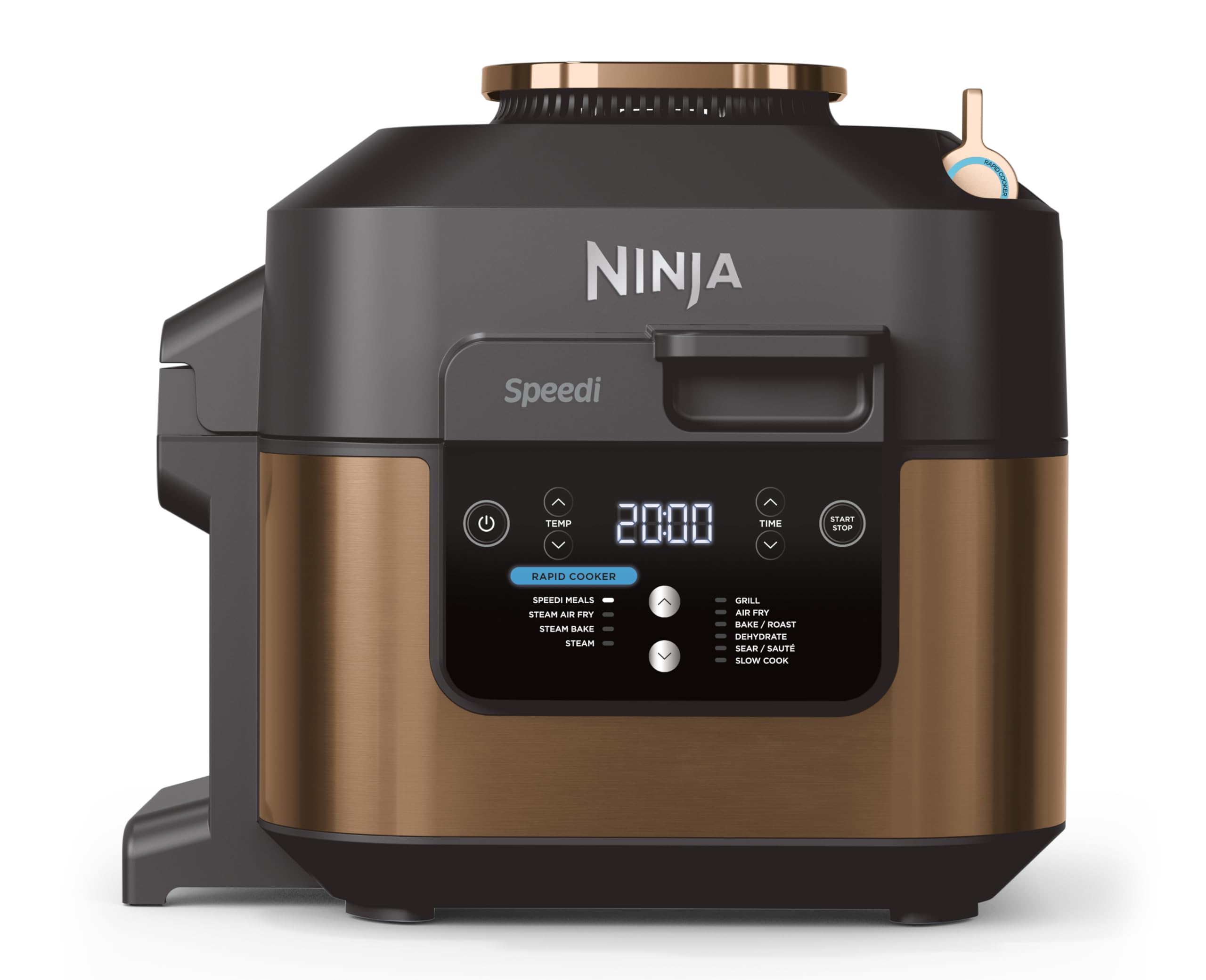 Ninja Speedi 10-in-1 Rapid Cooker, 5.7L, Speedi Meals, Air Fry, Steam, Grill, Bake, Roast, Sear, Slow Cook & More, Cooks 4 Portions, Black & Copper ON400UKCP