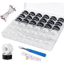 Black& White Bobbin Thread Set with Case - Prewound Class15 Bobbin for Singer/Brother/Janome/Embroidery Machines