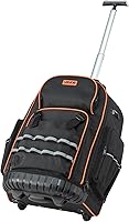 Vista 9 de VEVOR Rolling Tool Backpack, 110 lbs Load Capacity, 72 Pockets Heavy Duty Roller Tool Bag on Wheels, Adjustable Telescoping Handle & Stable Base