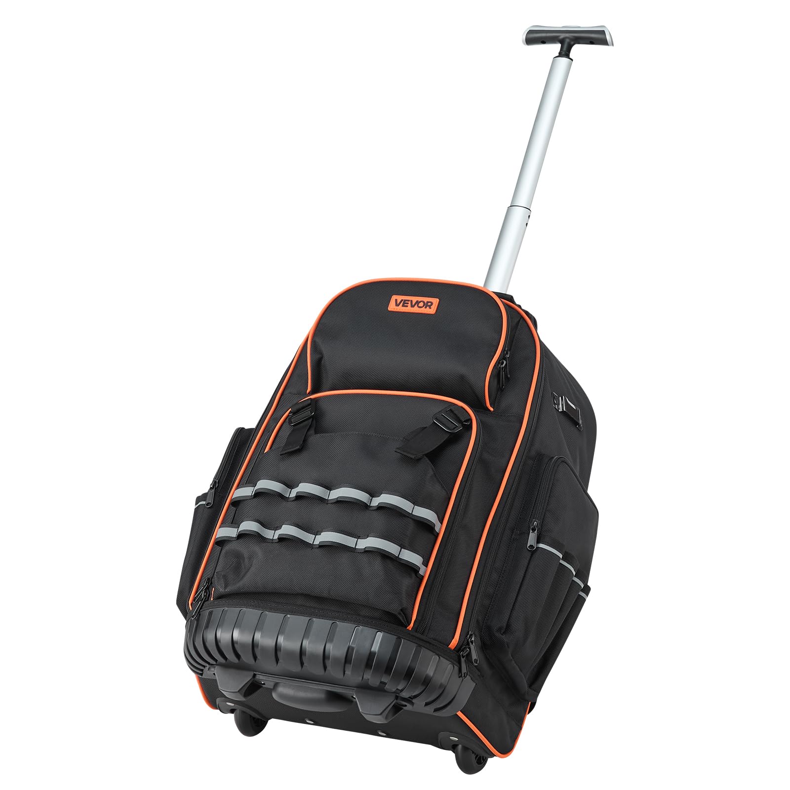 VEVOR Mochila con Ruedas de 450 x 275 x 560 mm Capacidad de Carga de 50 kg Mochila de Herramientas Resistente con 72 Bolsillos, Asa Telescópica Ajustable y Base Estable para Construcción y Mecánico