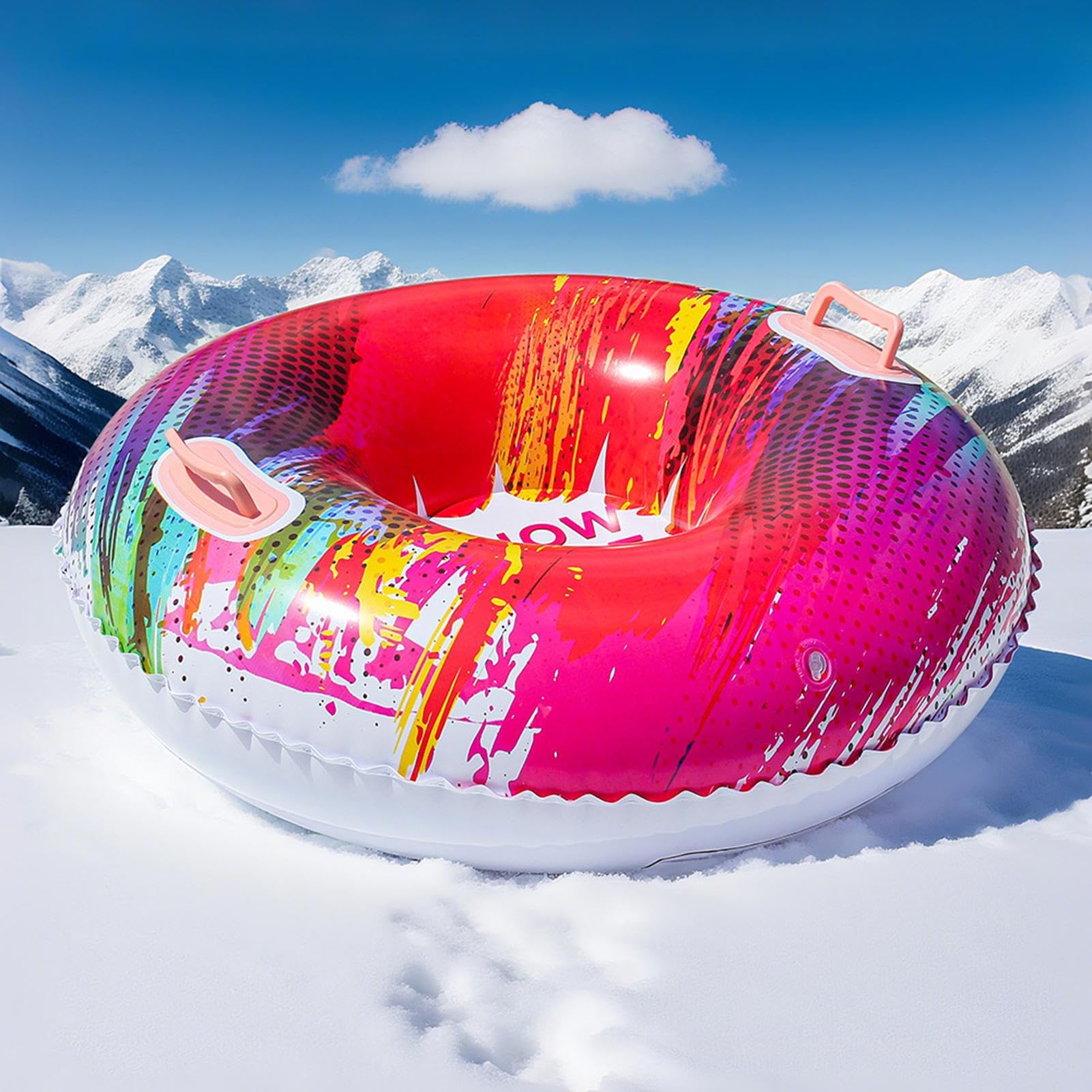 Tubes à neige pour – Luge gonflable pour , luge d'hiver robuste avec poignées, glissière en PVC épais résistant au froid, grand flottant circulaire Tubes à neige pour – Luge gonflable pour , luge d'hiver robuste avec poignées, glissière en PVC épais résistant au froid, grand flottant circulaire