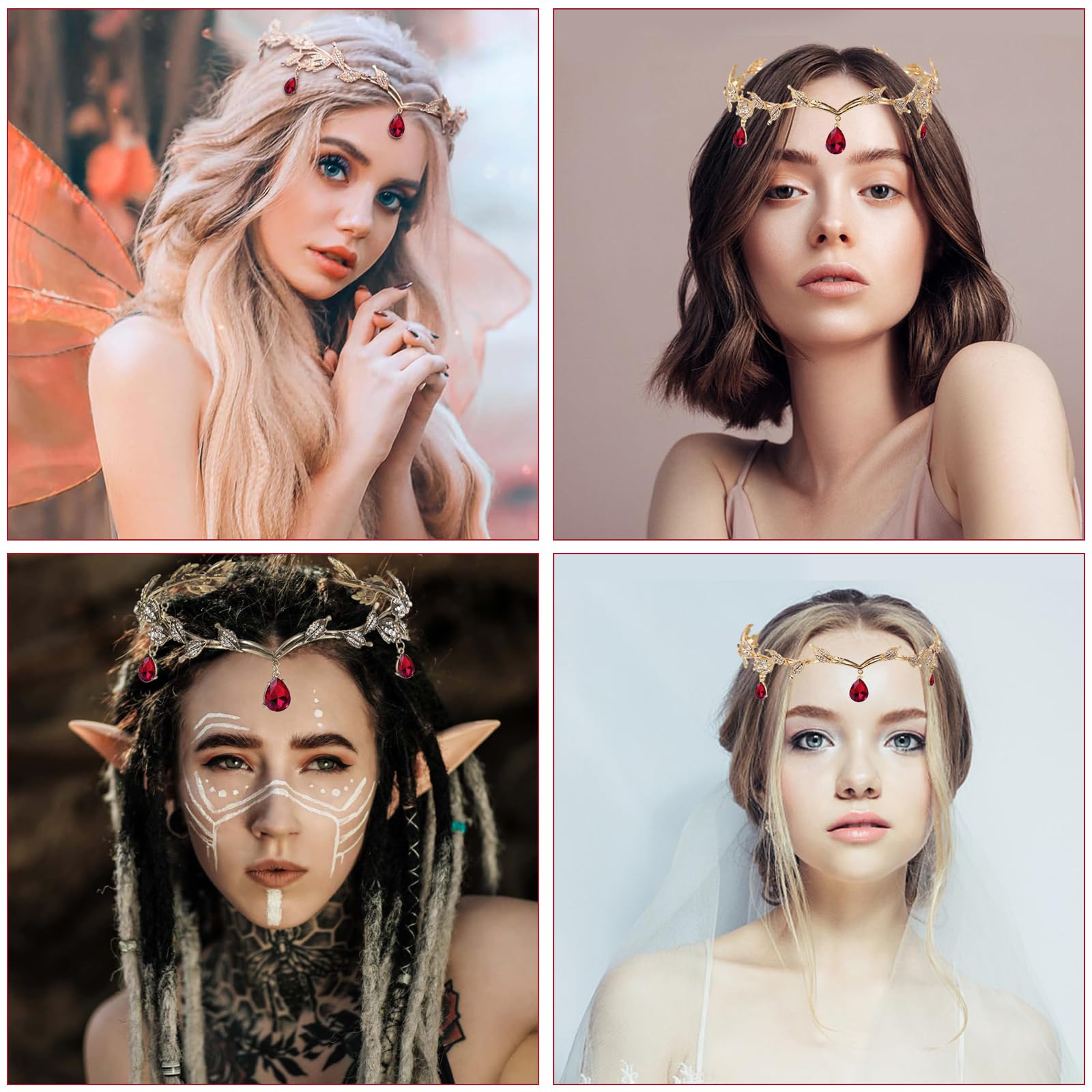 Diadem diadem dla panny młodej, regulowana korona dla panny młodej, diadem elfa retro, diadem elfa, na cosplay, wesele, imprezę, festiwal renesansowy, Boże Narodzenie, urodziny