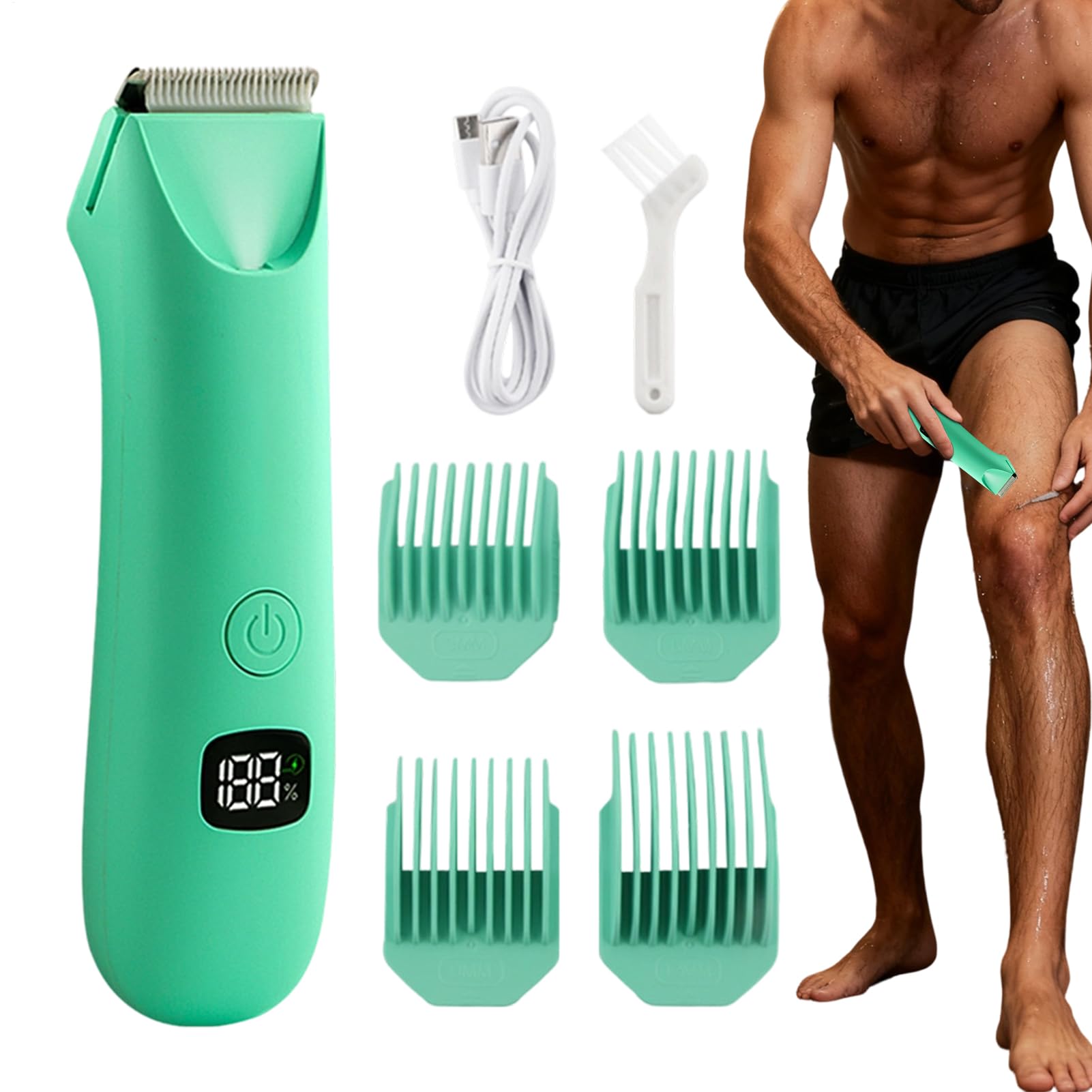 Recortador de Corporal para Hombres,Dispositivo con Pantalla Digital y Bajo Ruido | Recortador Corporal para Hombres - Uso en Zona Íntima, Testículos, Espalda, Axilas, Pecho, Brazos,