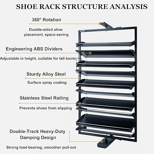 Miniatura 3 de Zapatero giratorio de 360 de almacenamiento de zapatos giratorio 360  Estante redondo para zapatos, soporte giratorio para zapatos, almacenamiento